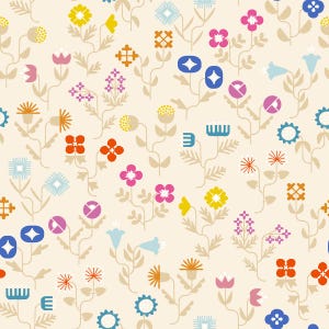 Salutations Forget Me Not Natural  Yardage by Rashida Coleman Hale for Ruby Star Society | RS1092 11