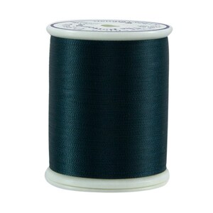 May include: A spool of dark green thread with a white plastic bobbin.
