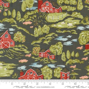 Farmstead Vintage Farm Scene Charcoal Yardage by Stacy Iest Hsu for Moda Fabrics | 20901 16