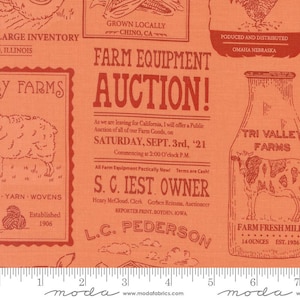 Farmstead Vintage Farm Advertisements Coral Yardage by Stacy Iest Hsu for Moda Fabrics | 20902 21