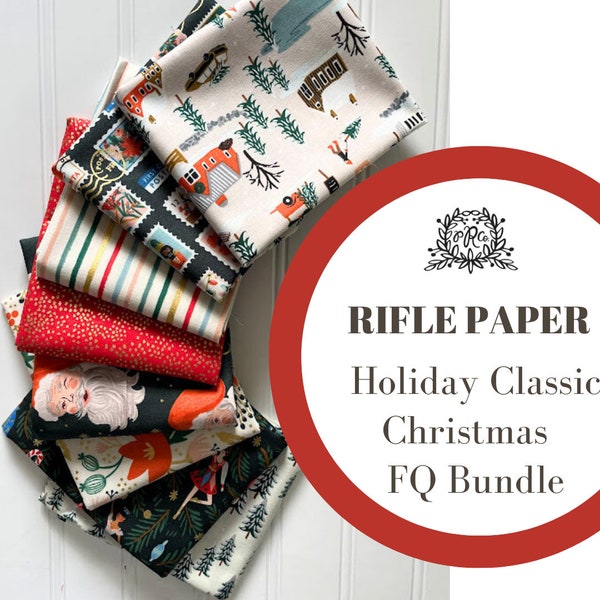 Rifle Paper Holiday Classics Custom Bundle by Cotton and Steel | Fat Quarter Bundle | 6 FQs | Modern Christmas Fabrics
