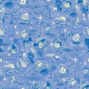 Forever Neverland Neverland Map Periwinkle Yardage by Jill Howarth for Riley Blake Designs | C15902-PERIWINKLE