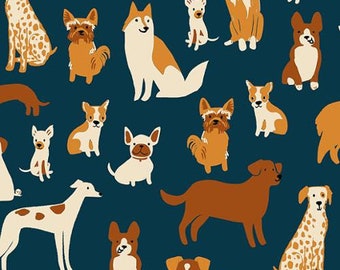 PRESALE Dog Park Teal Navy Dog Medley Yardage by Sarah Watts of Ruby Star Society for Moda Fabrics | RS2094 13 | Cut Options