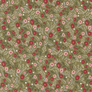 Berry And Pine Christmas Posies Sage Yardage by Lella Boutique for Moda Fabrics | 5241 12