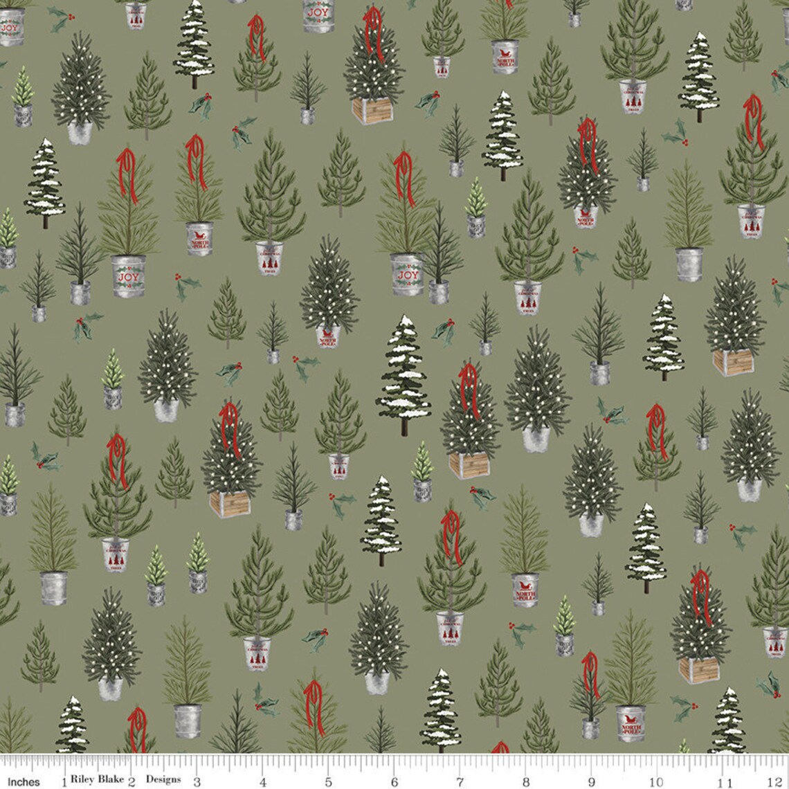 Farmhouse Christmas Sage Trees Yardage SKU C10951SAGE Etsy