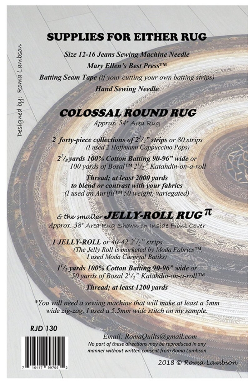 Colossal Round Jelly Roll Rug Pattern by RJ Designs RJD Etsy