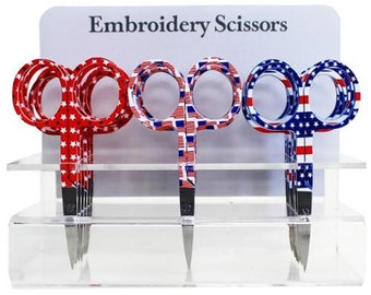 Patriotic Designer Embroidery Scissors | 3.5" Stars and Stripes Designs | 3 Choices