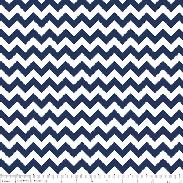 Riley Blake Designs, Small Chevron in Navy (C340-21)