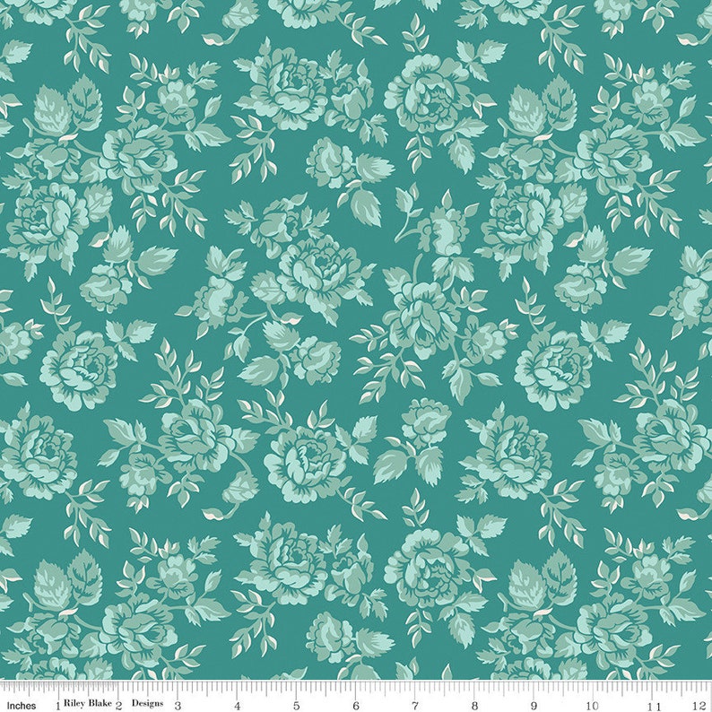 Sale Home Town Teal Parry Yardage by Lori Holt for Riley Blake Designs C13580 TEAL image 1