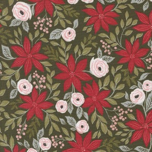 Berry And Pine Poinsettia Party Wintergreen Yardage by Lella Boutique for Moda Fabrics | 5240 13