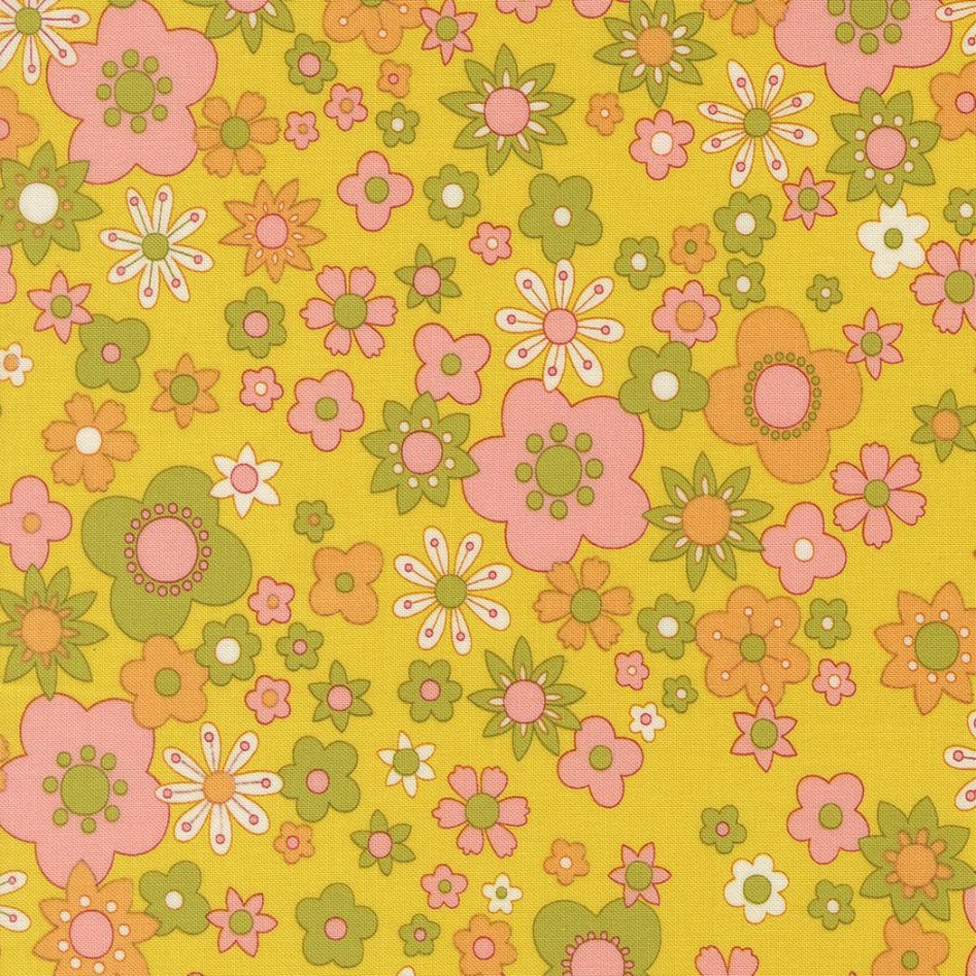Happy Daze Petal Power Citrine Yardage by Chloe's Closet for Moda