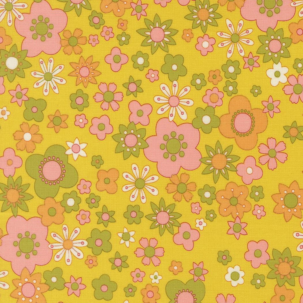 Happy Daze Petal Power Citrine Yardage by Chloe's Closet for Moda