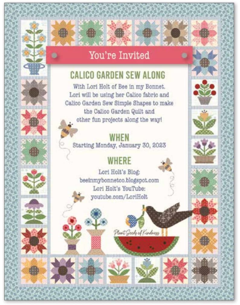 Lori Holt's Calico Garden Sew Along Quilt Kit 90 X Etsy