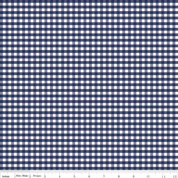 Navy Small Gingham by Riley Blake Designs (C440 21) - Navy Gingham Fabric