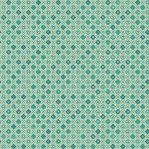 Peut inclure: Motif répété de petites fleurs stylisées et de croix dans des tons de vert d'eau et de vert sur un fond vert clair. Le motif est symétrique et crée un effet texturé, adapté au tissu ou au papier peint.