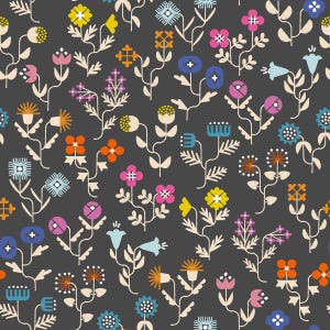 Salutations Forget Me Not Soft Black Yardage by Rashida Coleman Hale for Ruby Star Society | RS1092 17