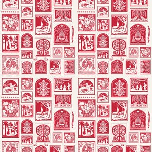 Cartes de Noël Buon Natale, Flocon de neige et Grenade par Fig Tree & Co pour Moda Fabrics | Dimensions du panneau 18 x 44 po | 35408 24