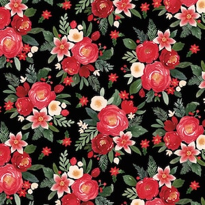 PRESALE Charming Christmas Main Black Yardage by Kelsey Carlson for Riley Blake Designs | C16357-RED