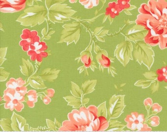Jelly and Jam Green Apple Summer Bloomers Yardage by Fig Tree for Moda Fabrics | 20490 16| Cut Options Available Quilting Cotton