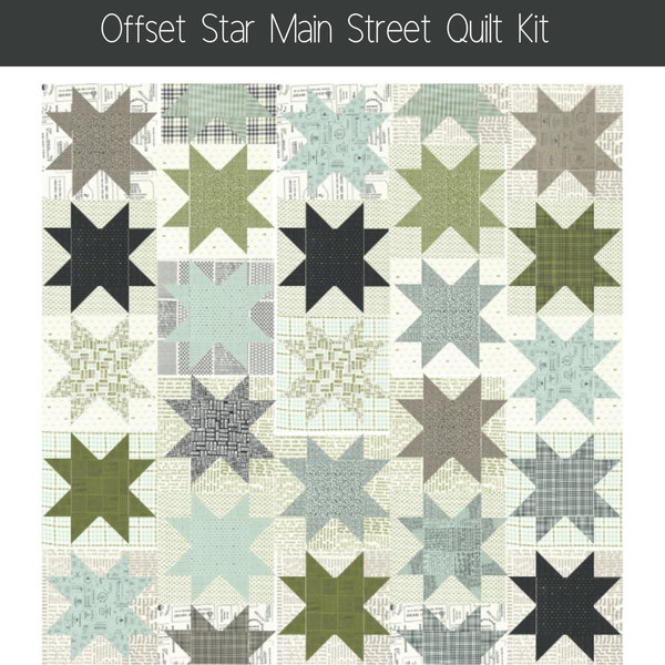 Kit de courtepointe personnalisé Offset Star on Main Street utilisé par Sweetwater pour Moda Fabrics | 60 x 60 po.