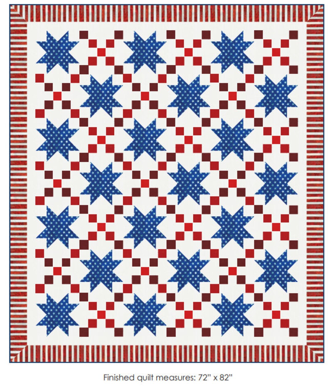 Stars and Stripes Quilt Kit Using Patriotic Fabrics 72 X 82 Etsy