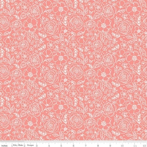 My Valentine Coral Lined Roses Yardage by Echo Park Paper Co. for Riley Blake Designs | C14153 CORAL