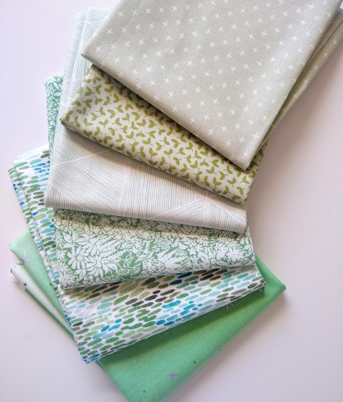 Green Fat Quarter Bundle Custom Bundle 7 FQs Etsy