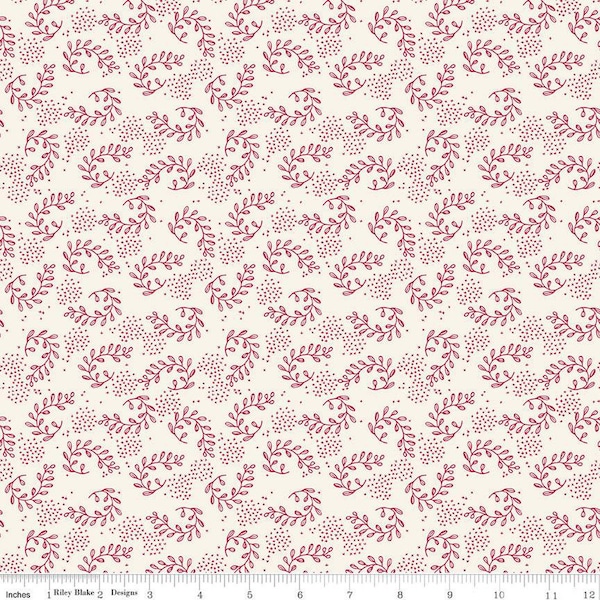 Heirloom Red Sprigs Cream Yardage by My Mind's Eye for Riley Blake Designs |C14342 CREAM Quilting Cotton