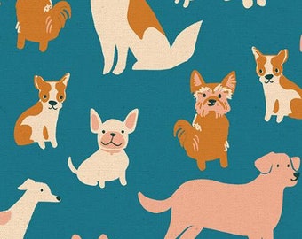 PRESALE Dog Park Chambray Dog Medley Canvas Linen Yardage by Sarah Watts of Ruby Star Society for Moda Fabrics | RS2101 21L | Cut Options