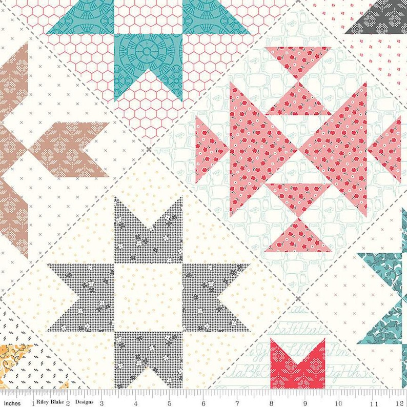 Wide Back Stitch Cheater Multi Print Yardage by Lori Holt for Riley Blake Designs WB14500 MULTI 108 Wide image 1