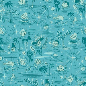 Forever Neverland Neverland Map Lagoon Yardage by Jill Howarth for Riley Blake Designs | C15902-PEACOCK