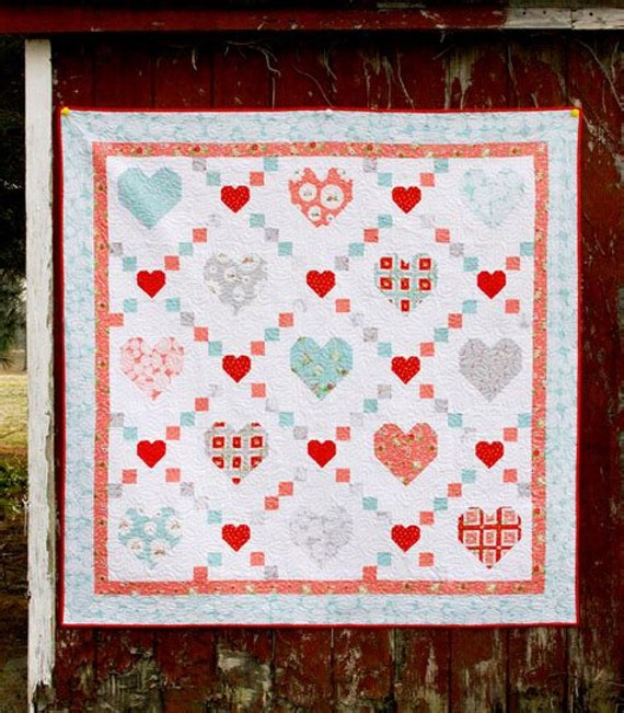 Hearts & Kisses Quilt Kit Featuring Vintage Keepsakes by Beverly McCullough (Flamingo Toes) - FREE SHIPPING