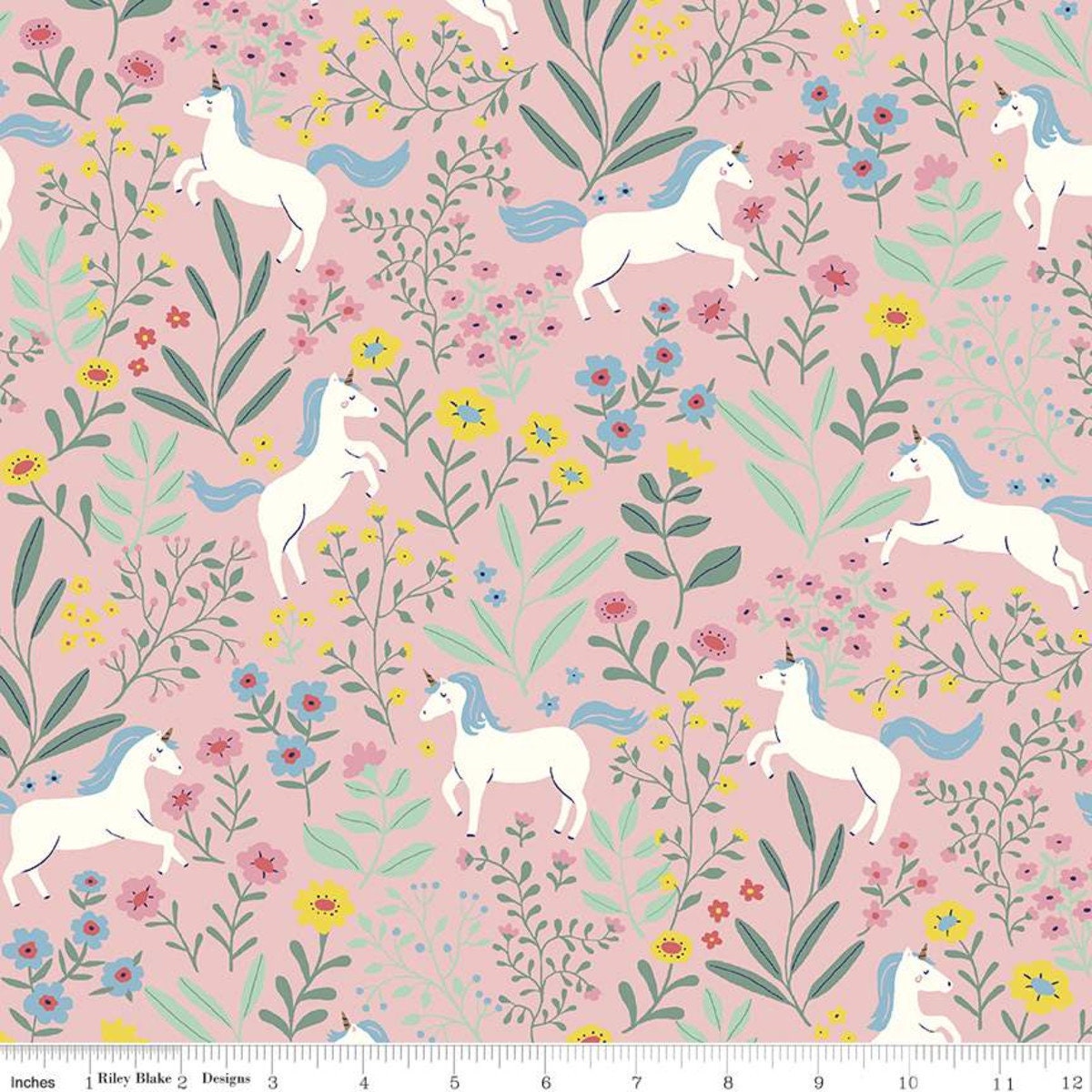 Riley blake designs designer flannel pink unicorns yardage - etsy