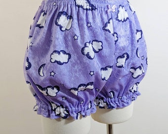 Kawaii fairy pastel kei moon clouds lilac velour velvet micro mini lolita bloomers adult--small to plus size