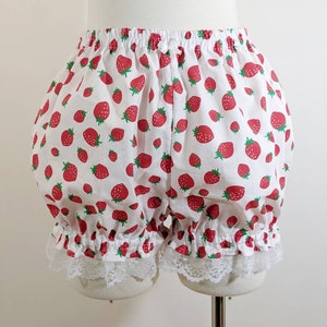 Pastel strawberry mini sweet lolita fairy kei bloomers shorts adult woman size small-plus size image 2