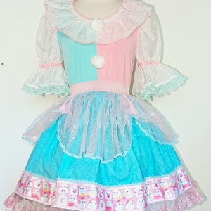 VK Freakshow harlequin fairy kei mint pastel ghost clown lolita Halloween costume dress small to plus size image 2