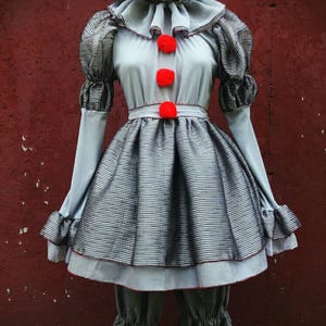 VK Freakshow gray clown Halloween costume dress small to plus size image 2