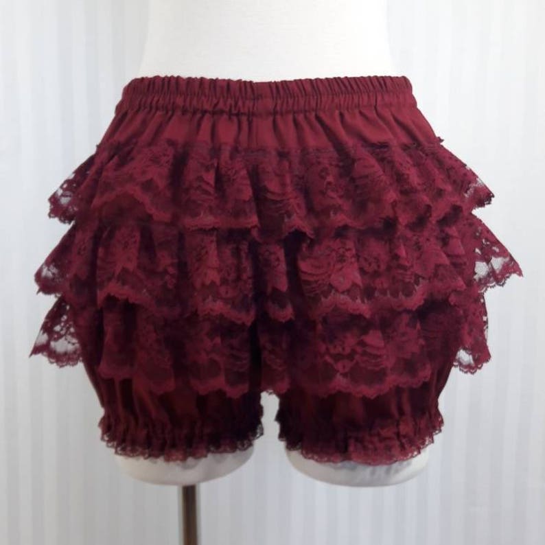 Burgundy micro mini steampunk lolita bloomers adult women small to plus size