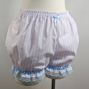 Light purple striped fairy kei pastel micro mini lolita bloomers adult--small to plus size