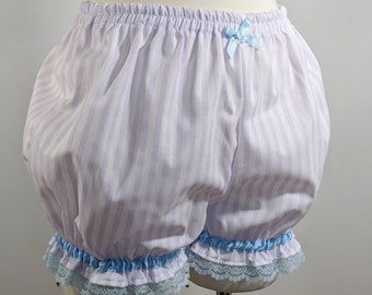 Light purple striped fairy kei pastel micro mini lolita bloomers adult--small to plus size