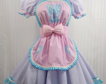 Purple lolita fairy kei menhera Yami kawaii babydoll maid nurse cosplay dress adult--small to plus size choose color