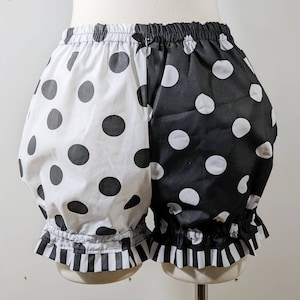 Black and white clown jester polka dot micro mini gothic pirate lolita bloomers small to plus size