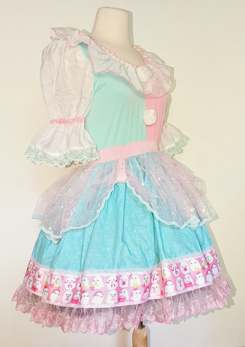 VK Freakshow harlequin fairy kei mint pastel ghost clown lolita Halloween costume dress small to plus size image 1