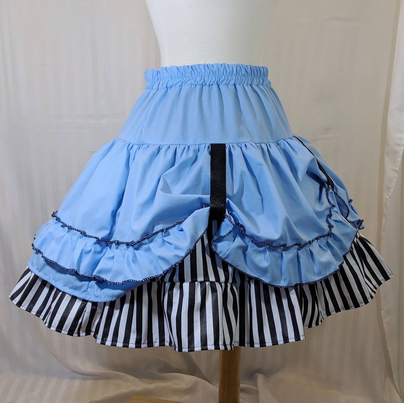 NEW adult Black white Red Pinstriped Frilly Skirt Gothic rock,lolita  All sizes 