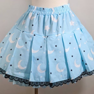 Moon and star galaxy pastel goth skirt fairy kei sweet pop lolita small to plus size image 1