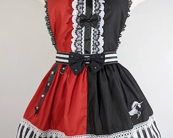 VK Freakshow harlequin jester nurse Halloween apron quick costume small to plus size