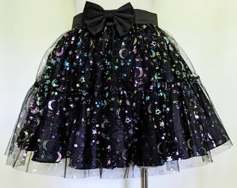 Pastel goth rainbow star tutu candy girl skirt fairy kei sweet pop lolita small to plus size