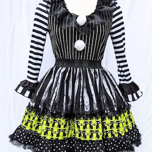 VK Freakshow satin red stripe harlequin circus clown kei clowncore clown Halloween costume dress small to plus size