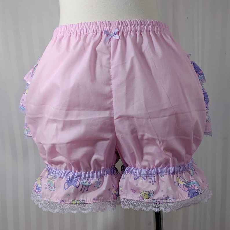 kawaii fairy decora pop kei small to plus size adult women Cute bat melty moon fancy ruffle short mini bloomers-