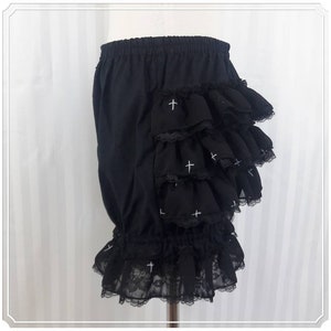 Black cross egl fancy ruffle short bloomers steampunk lolita adult women